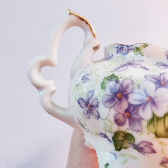 Lefton Purple and White Porcelain Creamer for Coffee and Tea - Picture 5 of 8